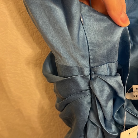 New - The Sei  Cross Wrap Halter Gown blue silk - Picture 16 of 16